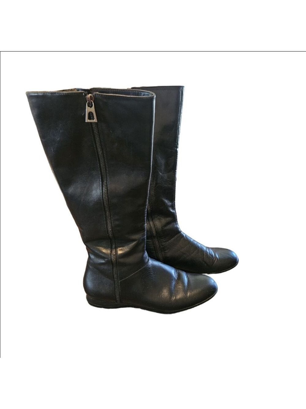 Women's Enzo Angiolini Black Leather Knee-High Boots Size 7